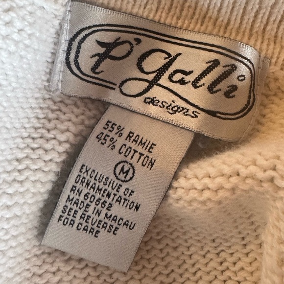 P Galli Designs Vintage Christmas Cardigan Holiday Sweater Button Embroidered M - Picture 8 of 8